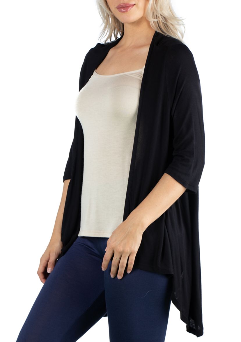 Womens Elbow Length Sleeve Open Cardigan