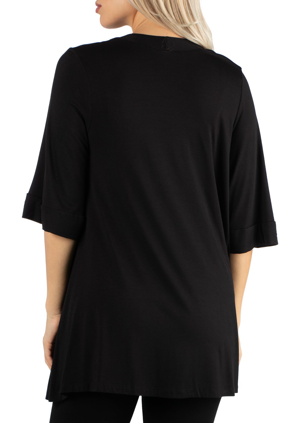 Womens Open Front Elbow Length Sleeve Cardigan