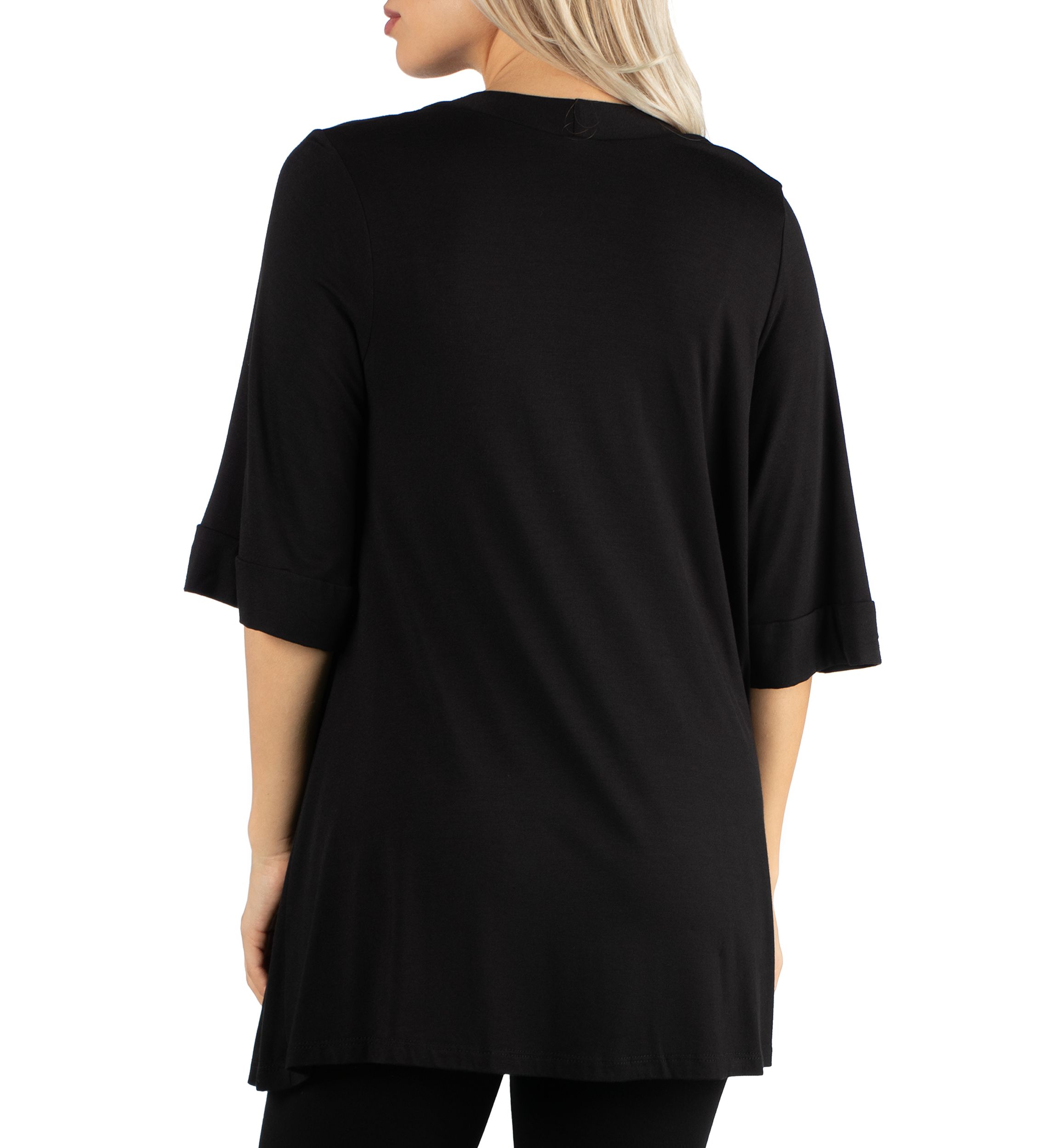 Womens Open Front Elbow Length Sleeve Cardigan