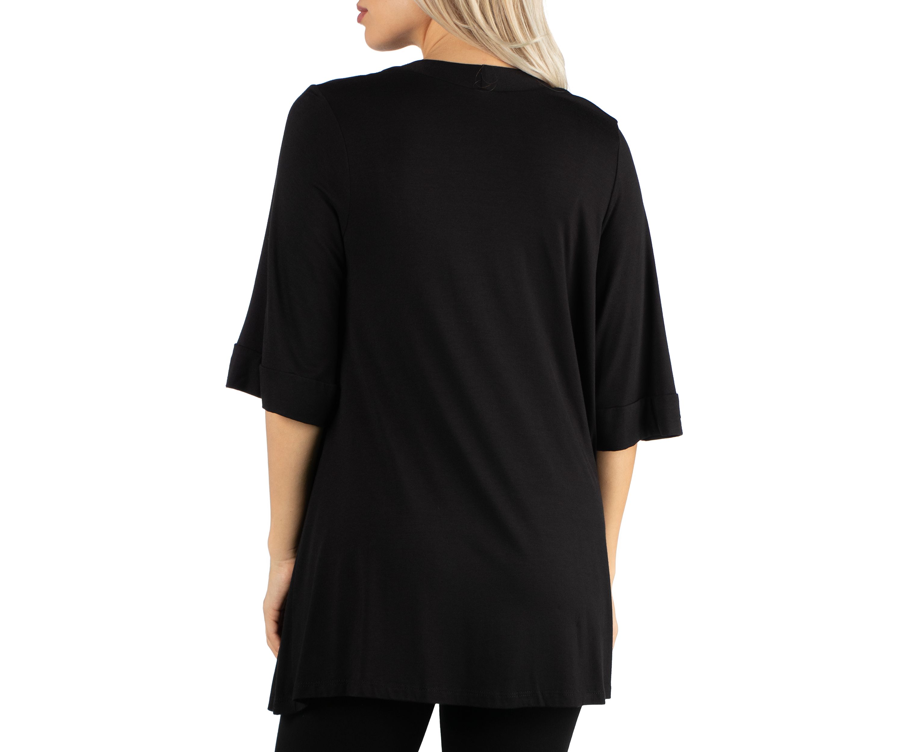 Womens Open Front Elbow Length Sleeve Cardigan