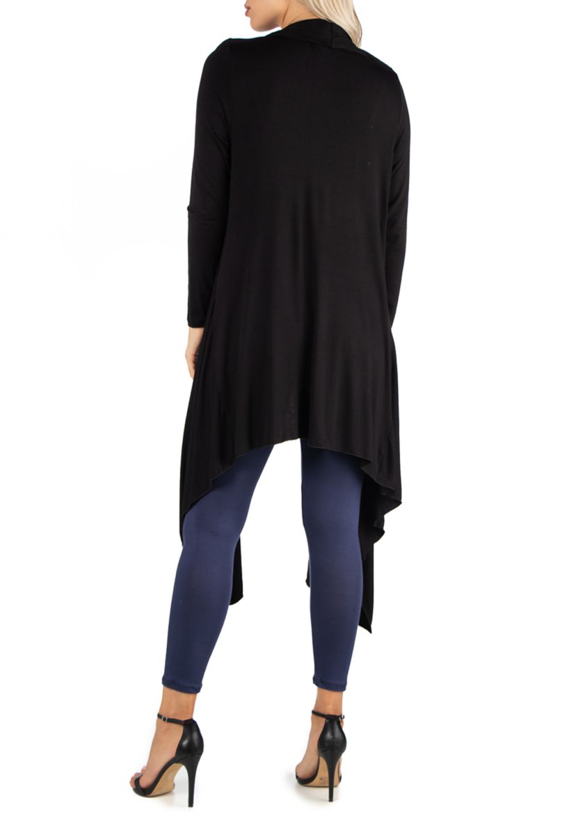 Womens Long Sleeve Knee Length Open Cardigan