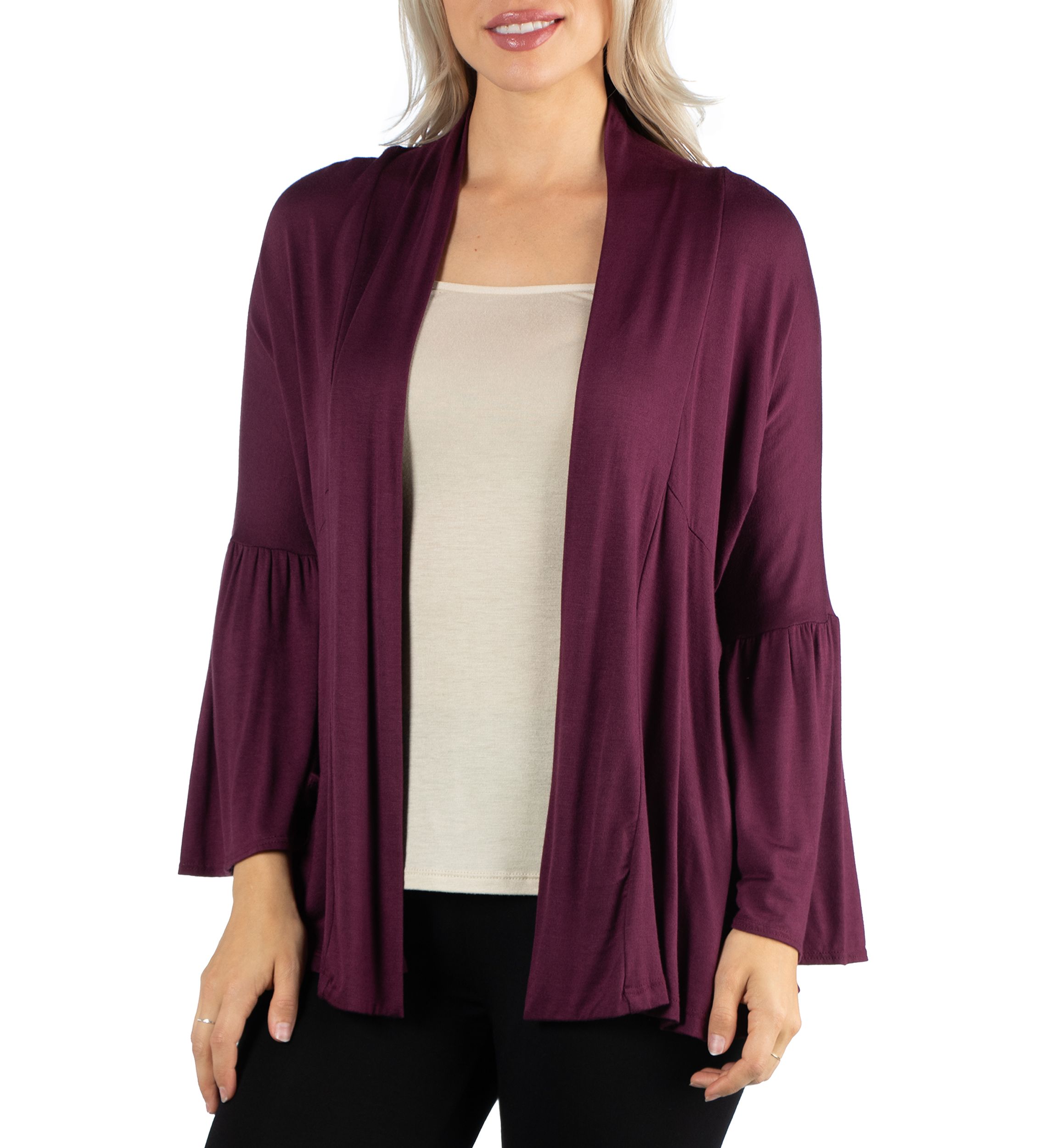 Womens Long Bell Sleeve Open Front Cardigan