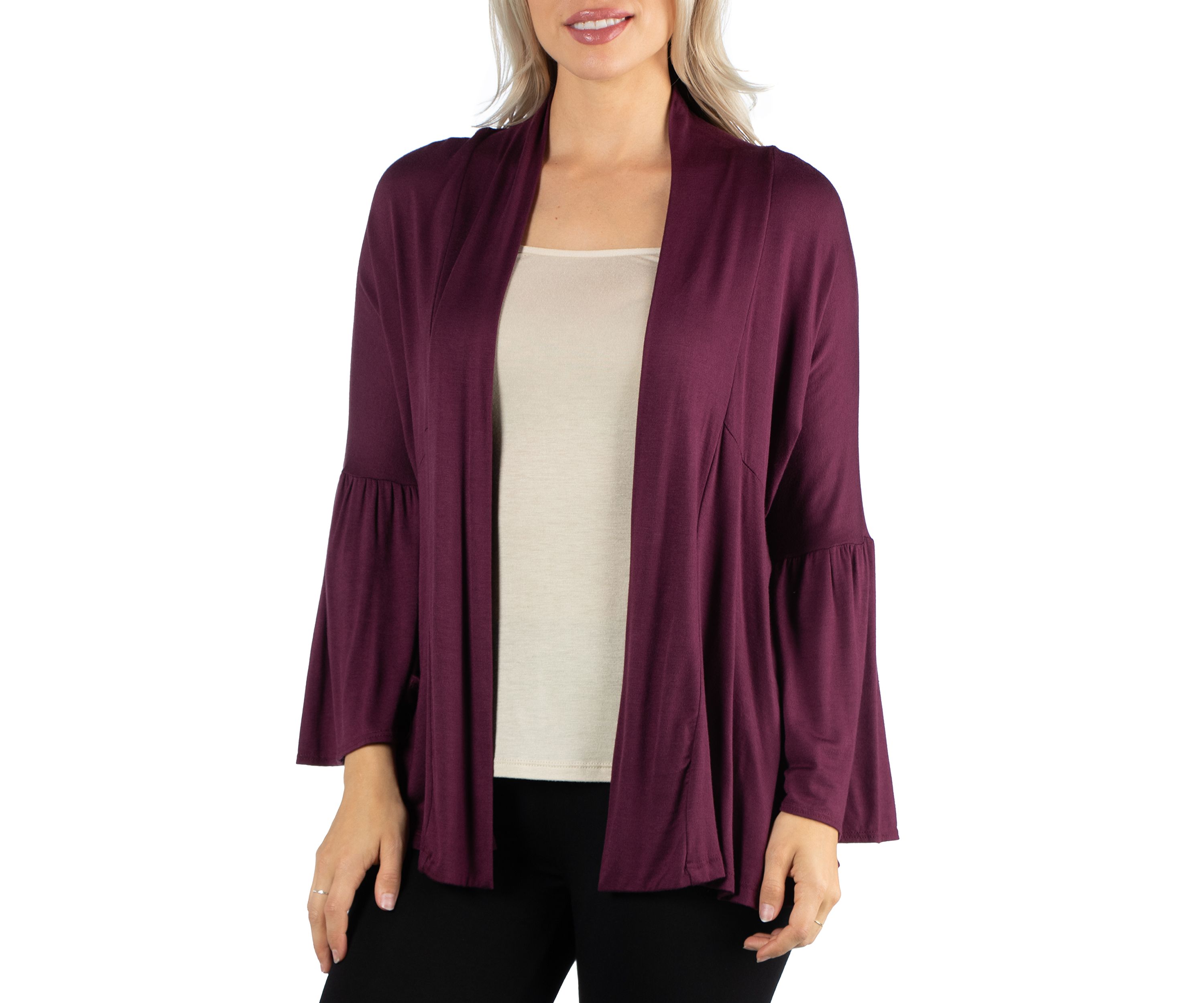 Womens Long Bell Sleeve Open Front Cardigan