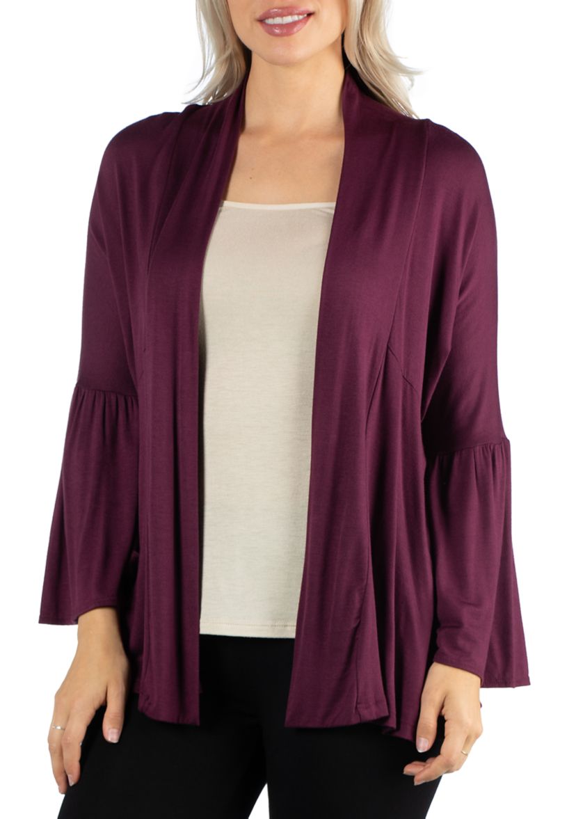 Womens Long Bell Sleeve Open Front Cardigan