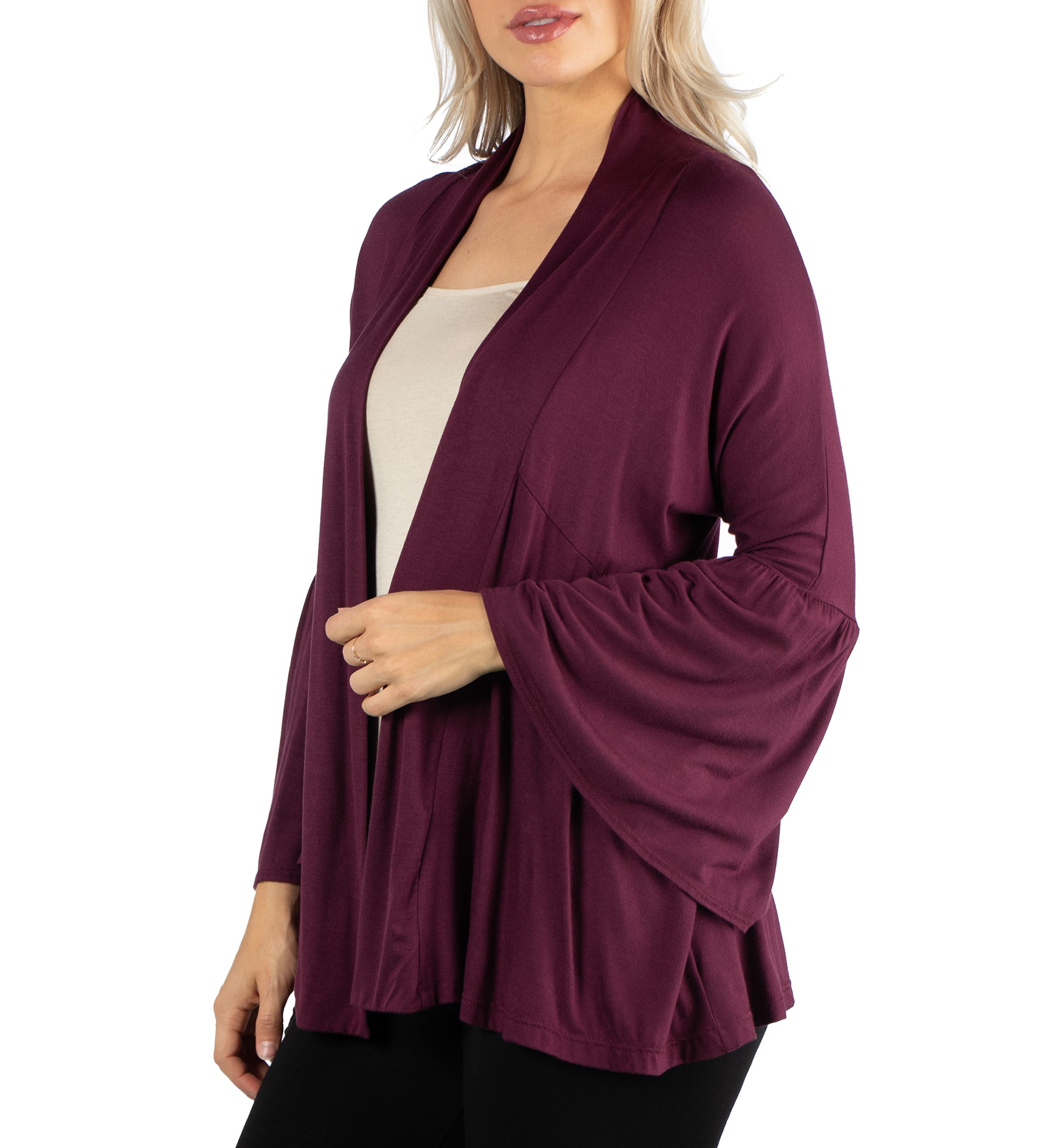Womens Long Bell Sleeve Open Front Cardigan