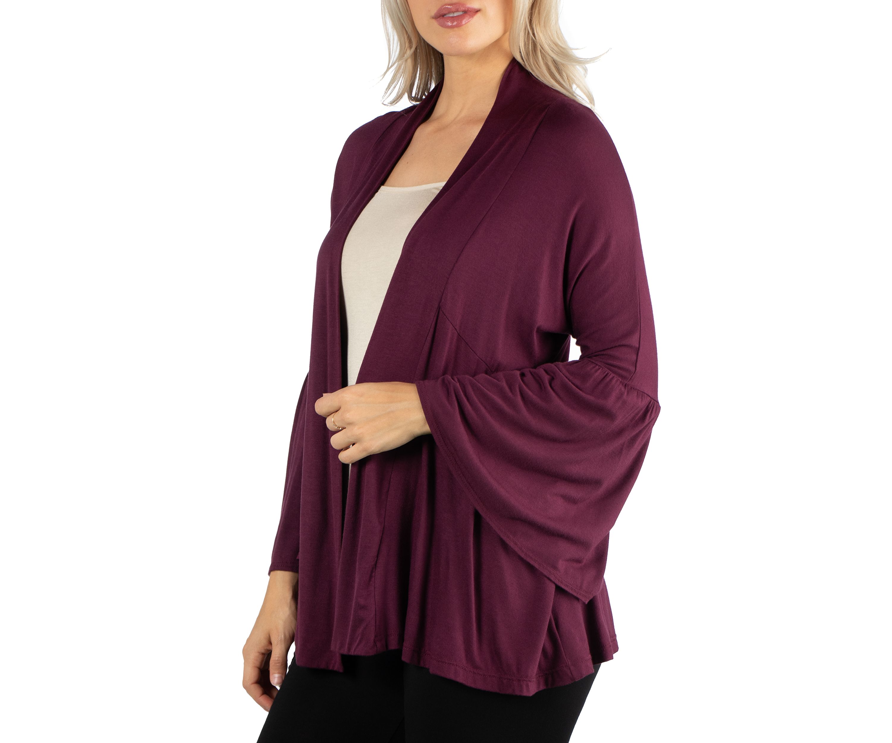 Womens Long Bell Sleeve Open Front Cardigan