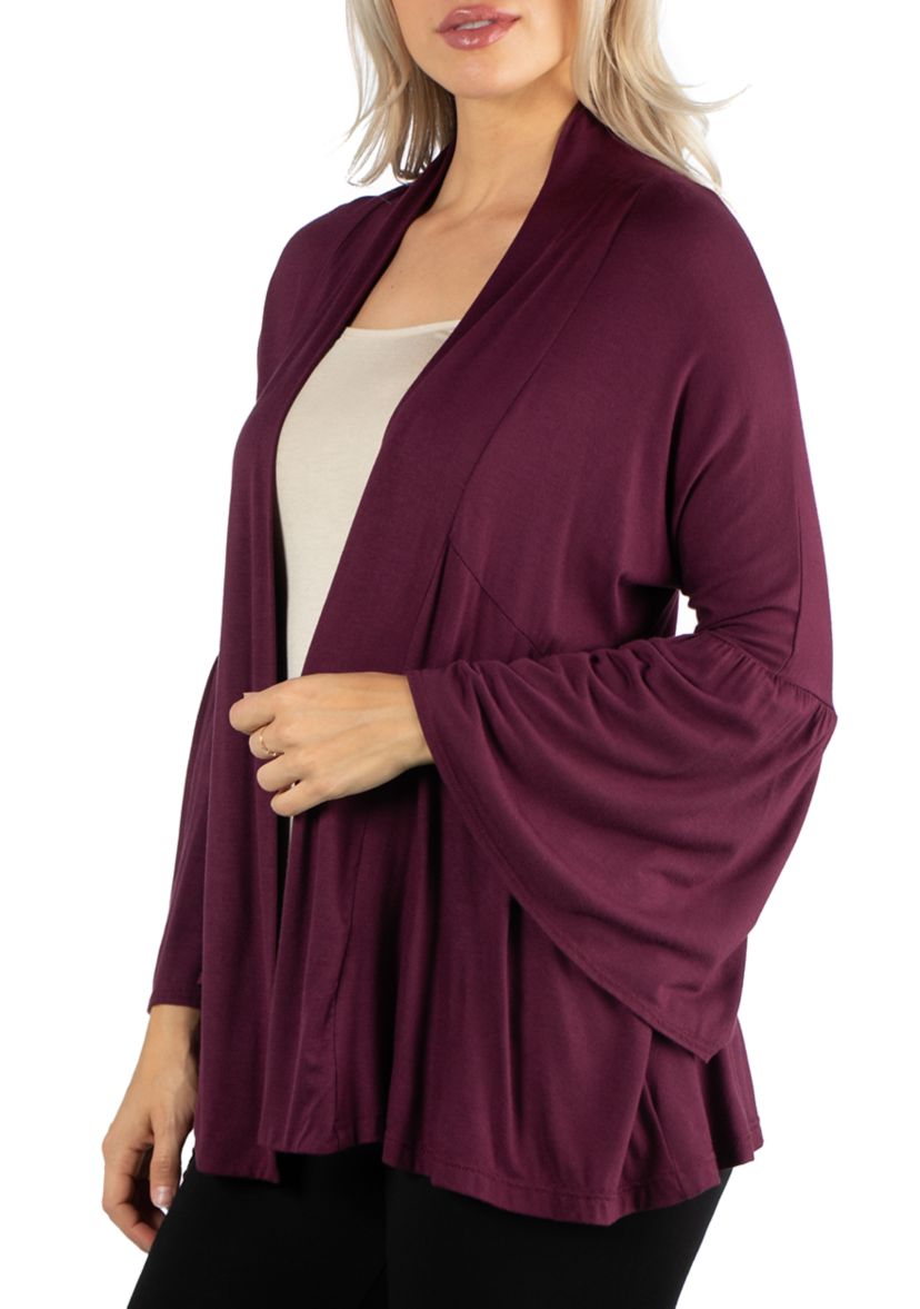 Womens Long Bell Sleeve Open Front Cardigan