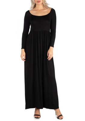 24seven Comfort Apparel Women's Long Sleeve Pleated Maxi Dress | belk