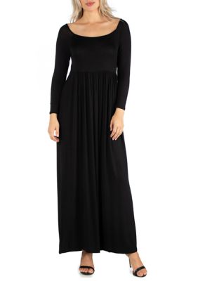 Women's Long Sleeve Pleated Maxi Dress