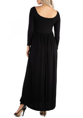 Women's Long Sleeve Pleated Maxi Dress