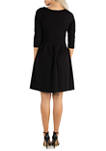  Womens Knee Length Fit and Flare Dress with Pockets