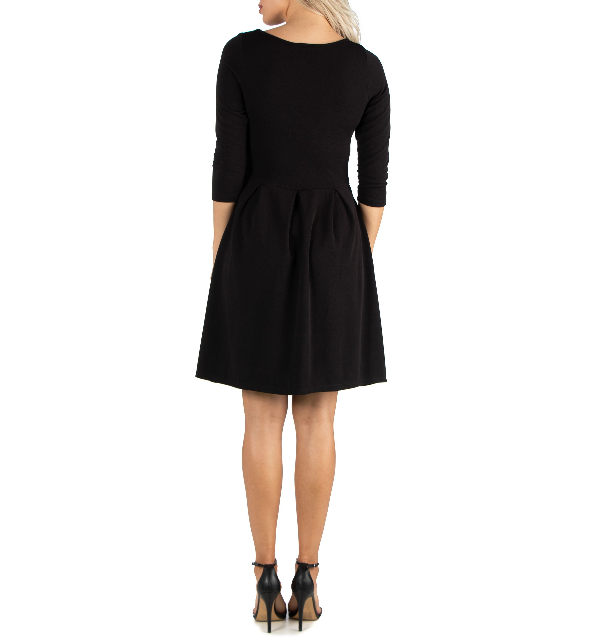  Womens Knee Length Fit and Flare Dress with Pockets