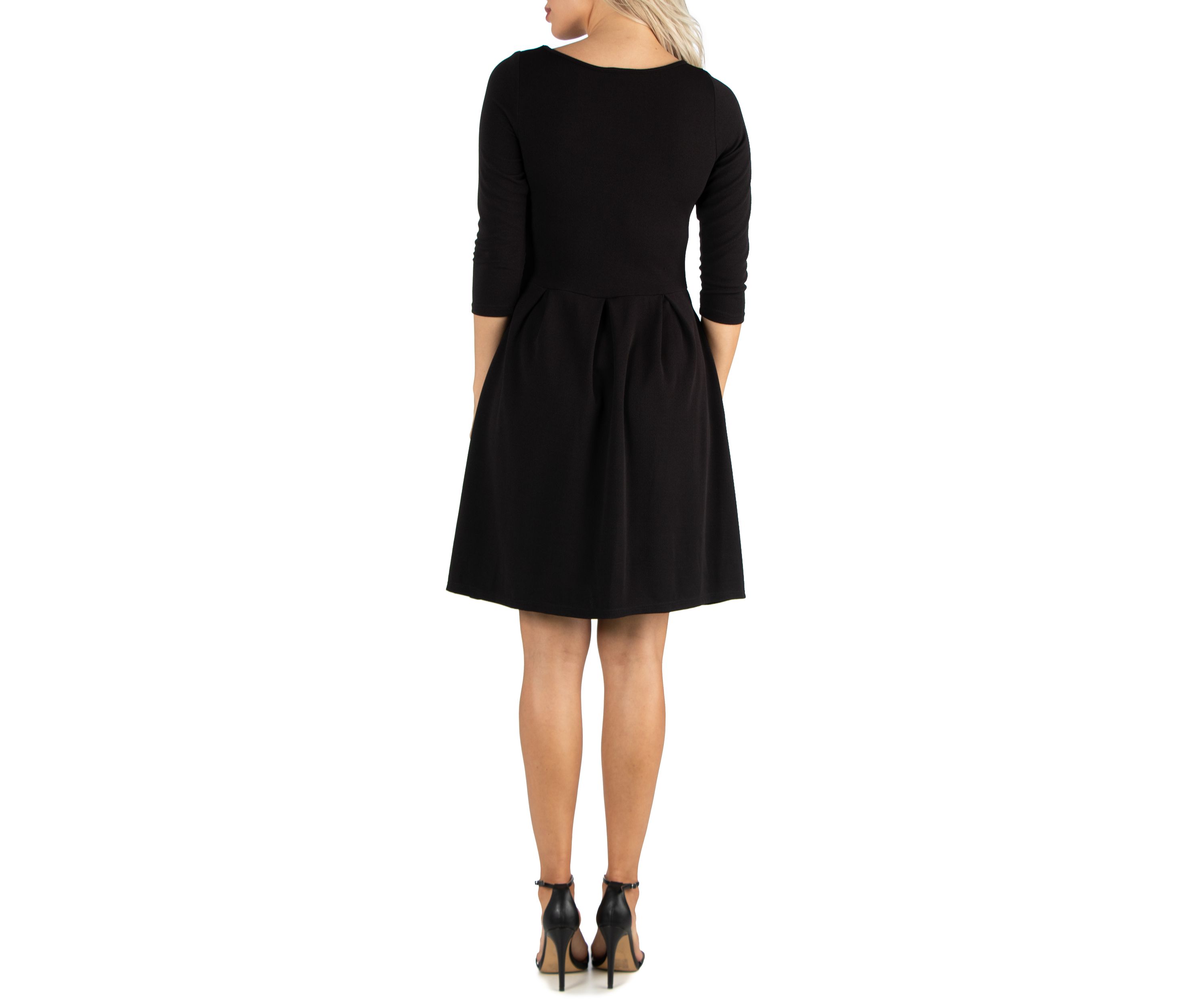  Womens Knee Length Fit and Flare Dress with Pockets