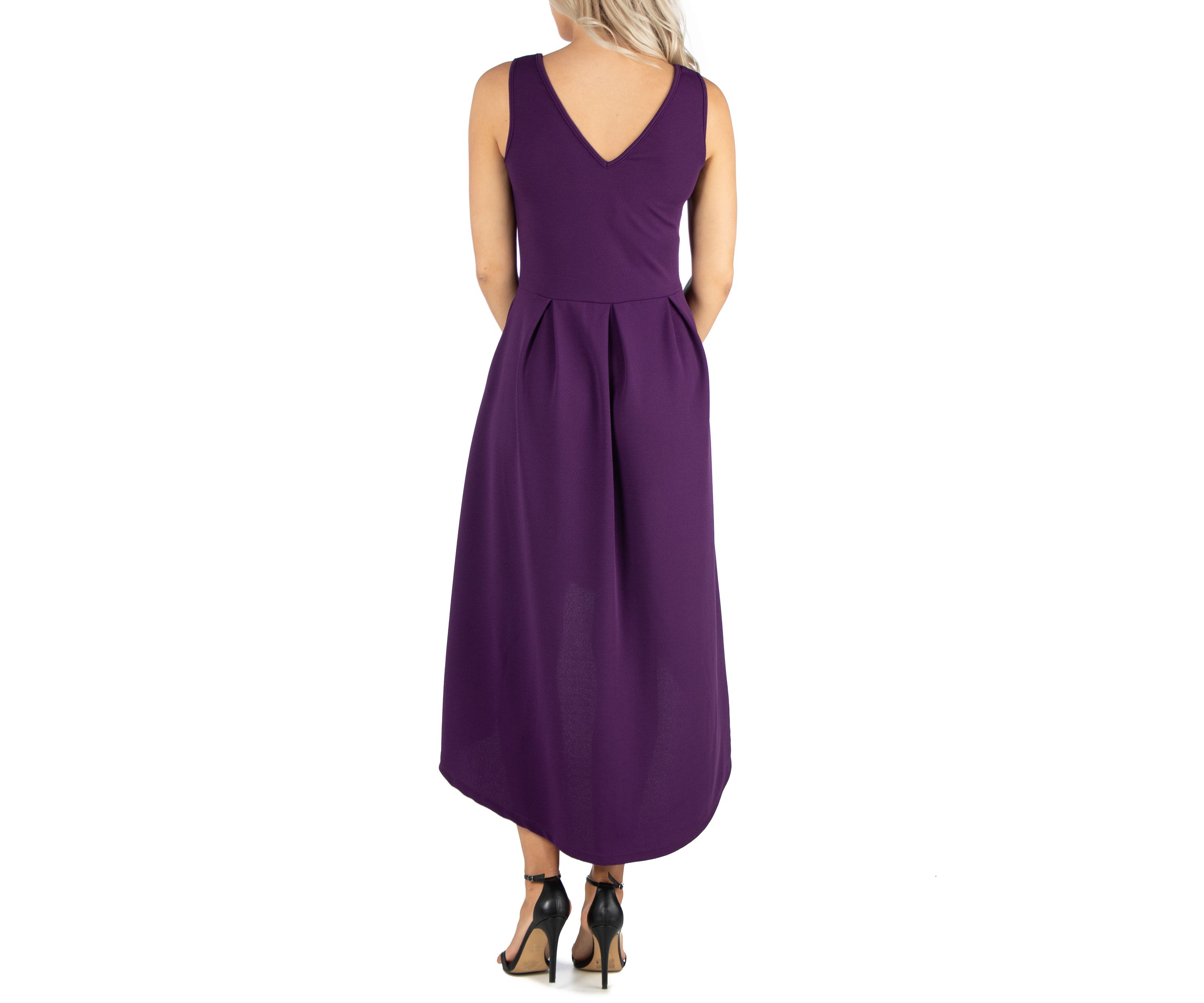 Womens Sleeveless Fit and Flare High Low Dress