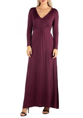 24seven Comfort Apparel Women's Semi Formal Long Sleeve Maxi Dress | belk