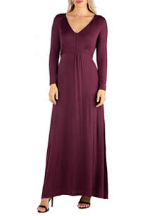 24seven Comfort Apparel Women's Semi Formal Long Sleeve Maxi Dress