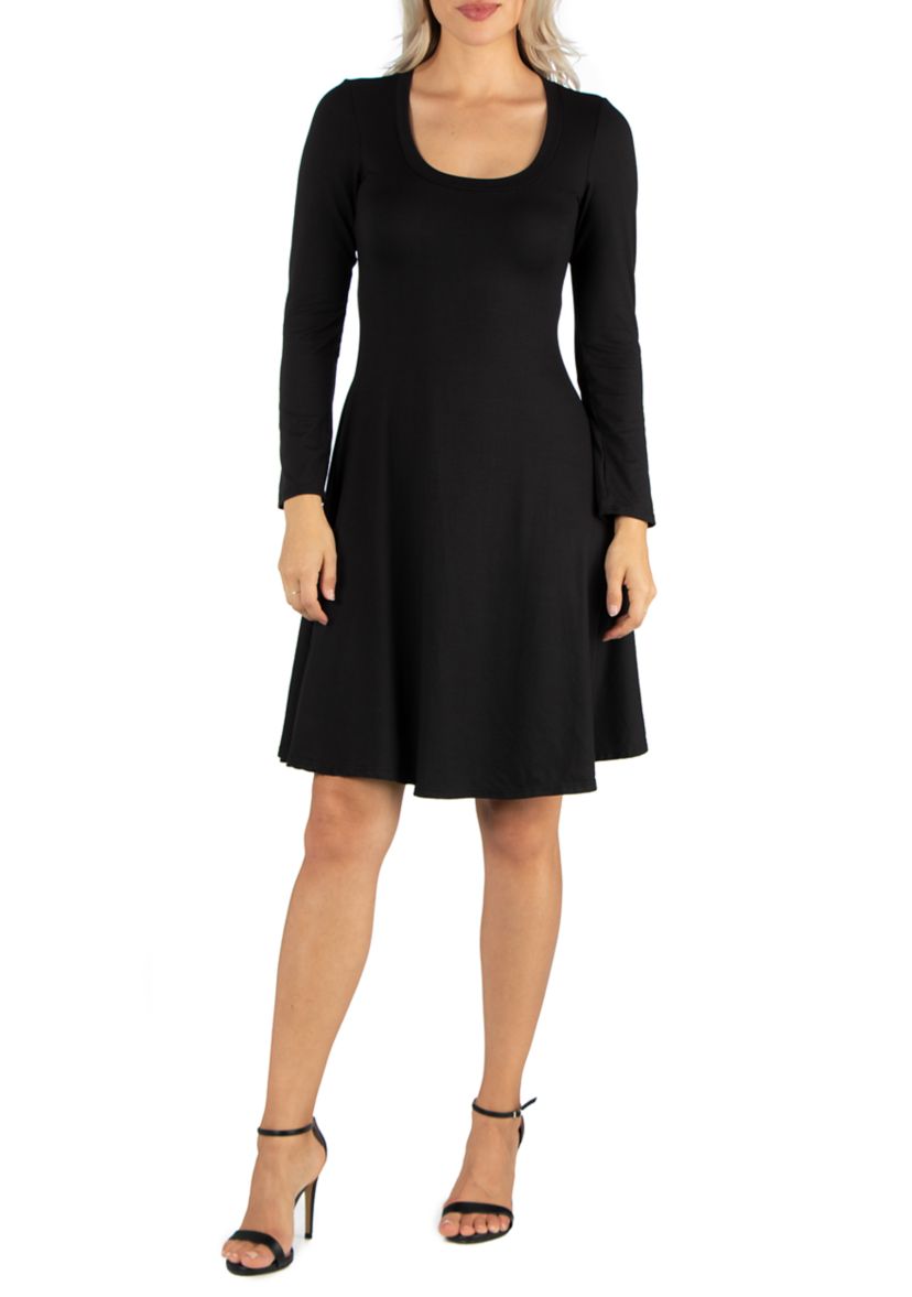 Womens Long Sleeve Flared T-Shirt Dress 