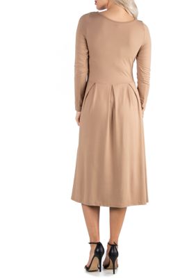 Women's Midi Length Fit N Flare Pocket Dress