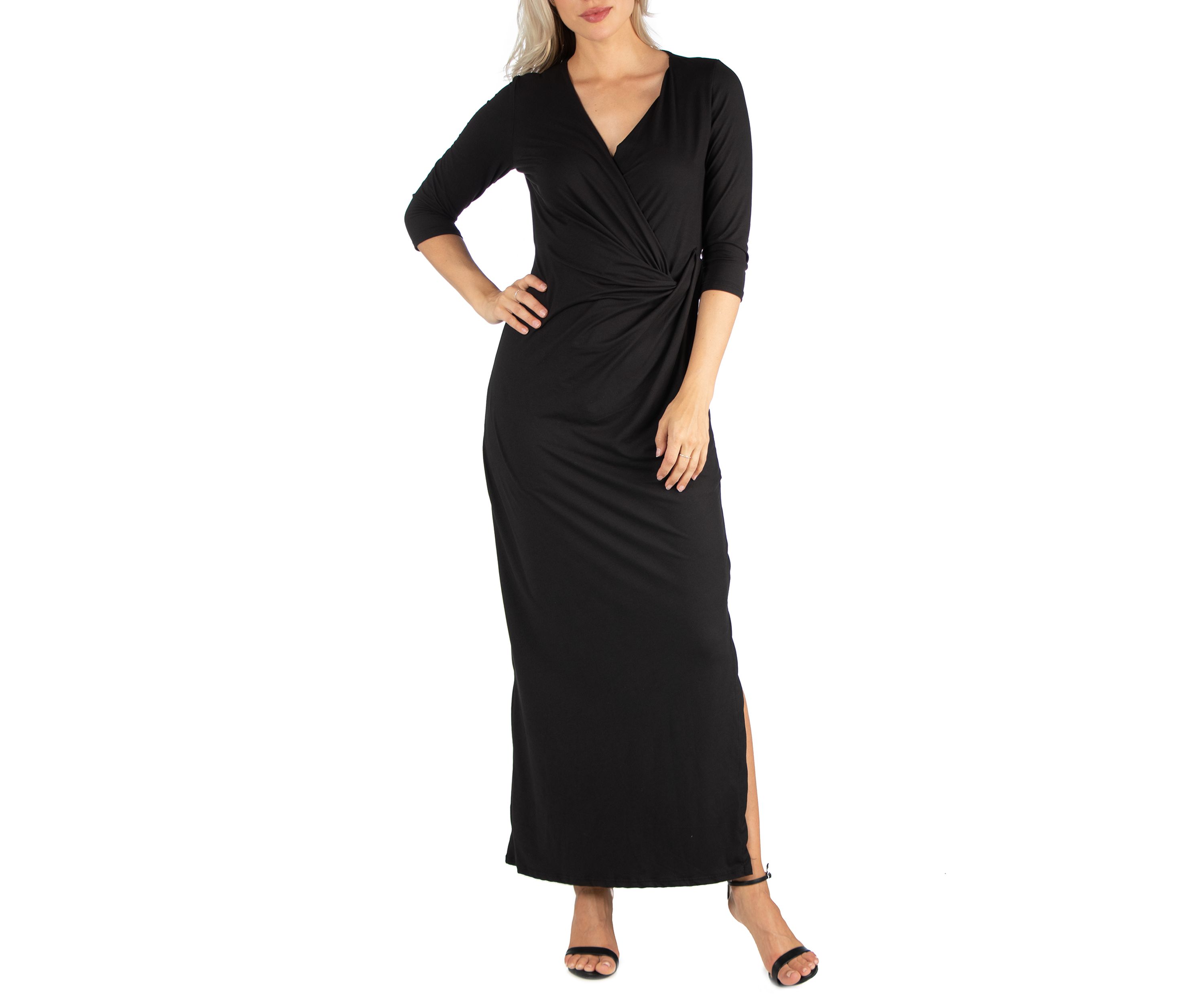 Womens Ankle Length Side Slit Formal Maxi Dress