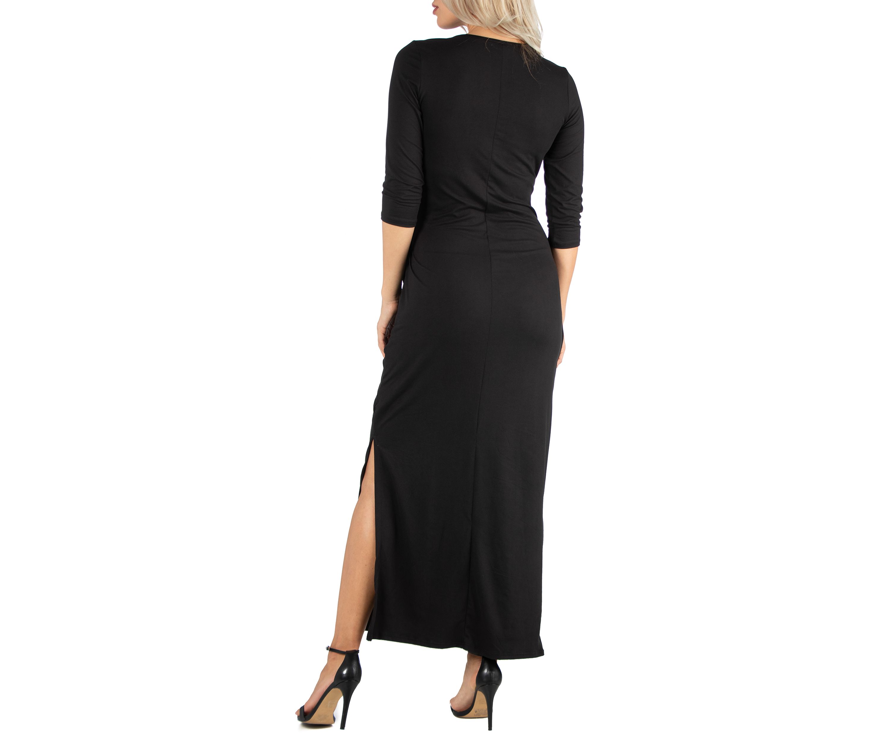 Womens Ankle Length Side Slit Formal Maxi Dress