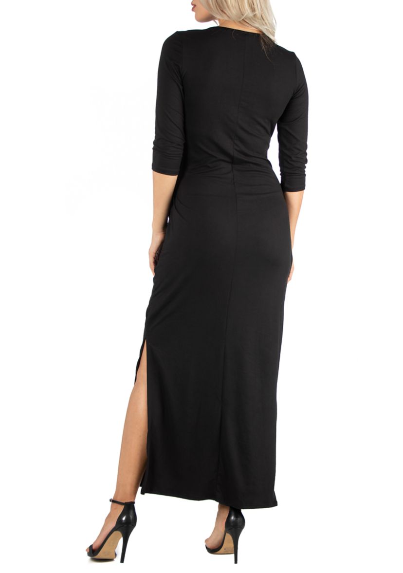 Womens Ankle Length Side Slit Formal Maxi Dress