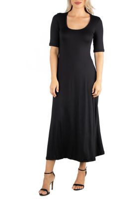 24seven Comfort Apparel Elbow Length Sleeve Maxi Dress | belk