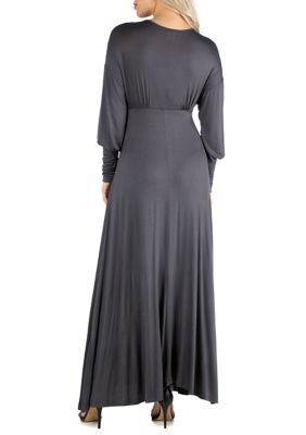 24seven Comfort Apparel Women's Formal Long Sleeve Maxi Dress