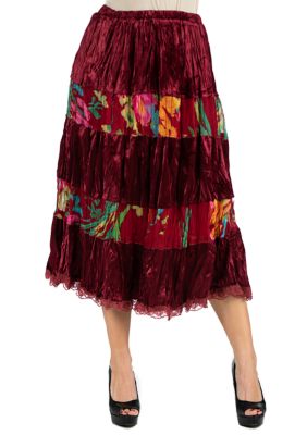 Women's Velvet Midi Skirt