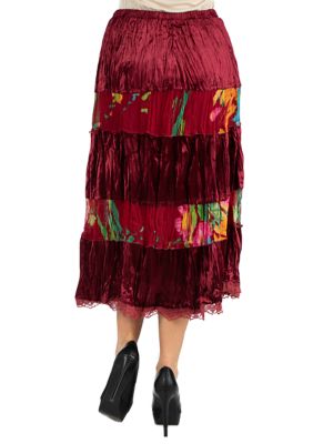 Women's Velvet Midi Skirt