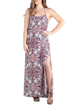 24seven Comfort Apparel Low T Back Maxi Dress With Side Slit | belk