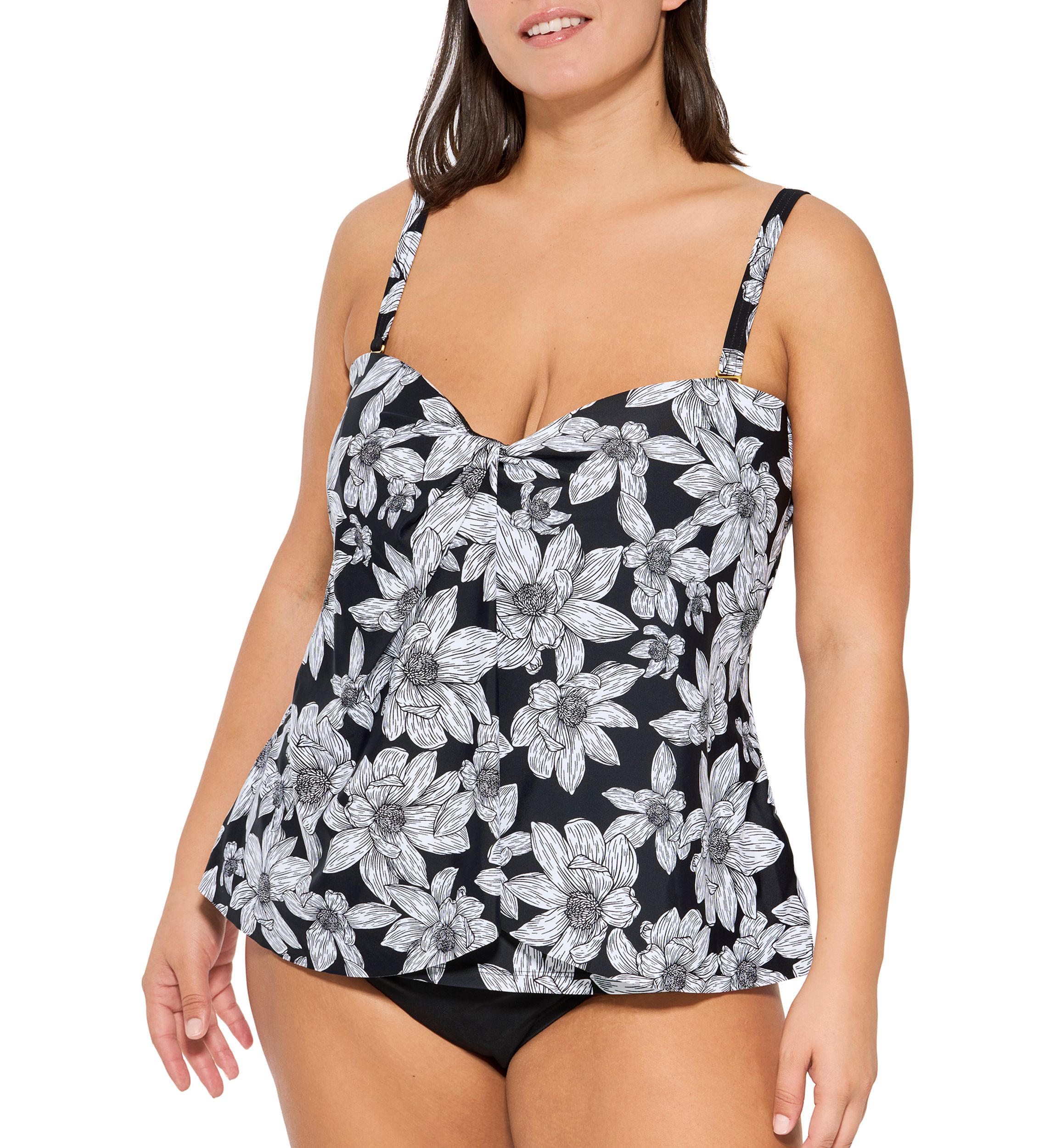 Plus Size Blatanic Draped Swim Bandeaukini