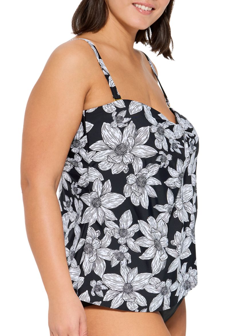 Plus Size Blatanic Draped Swim Bandeaukini