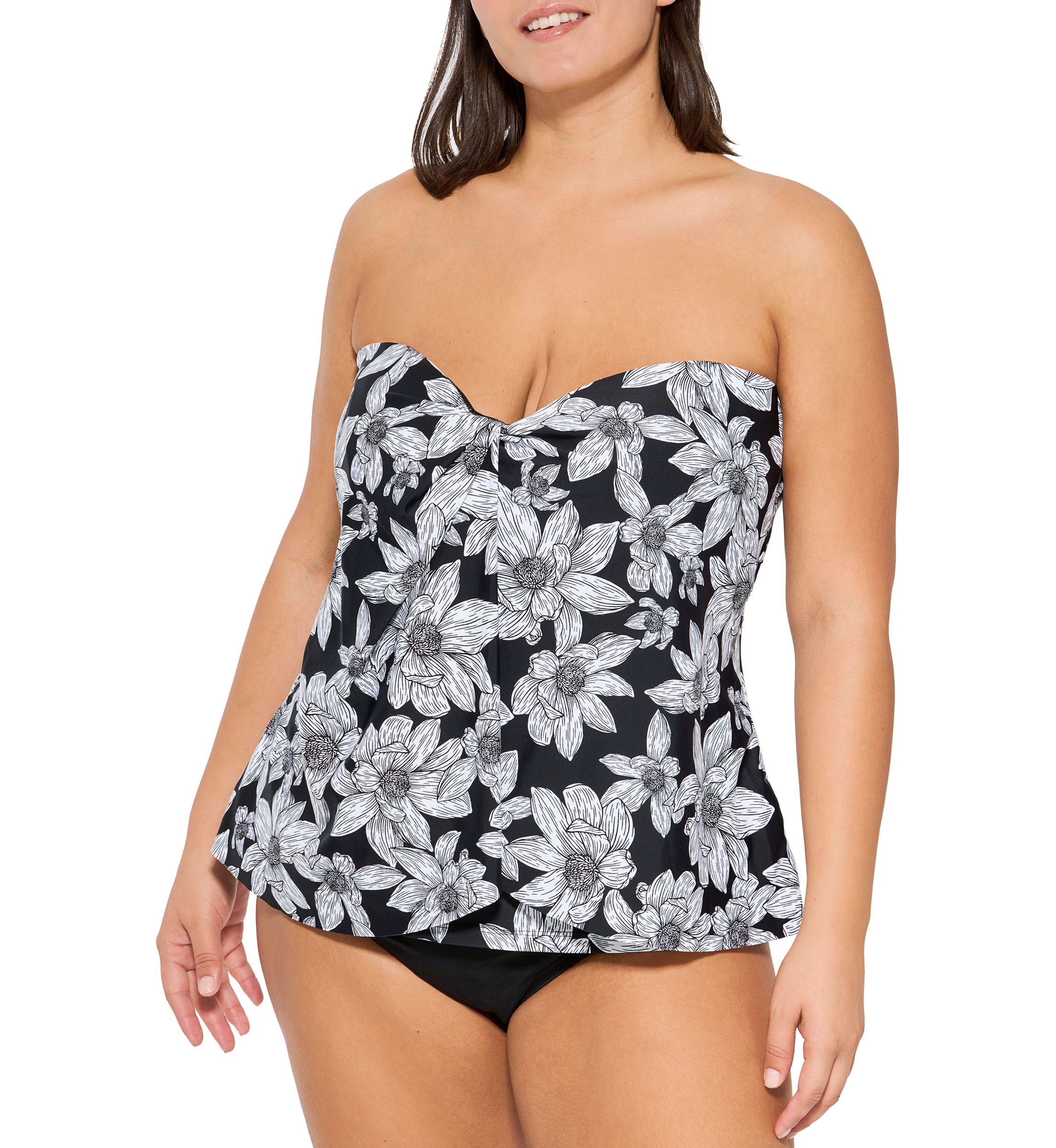 Plus Size Blatanic Draped Swim Bandeaukini