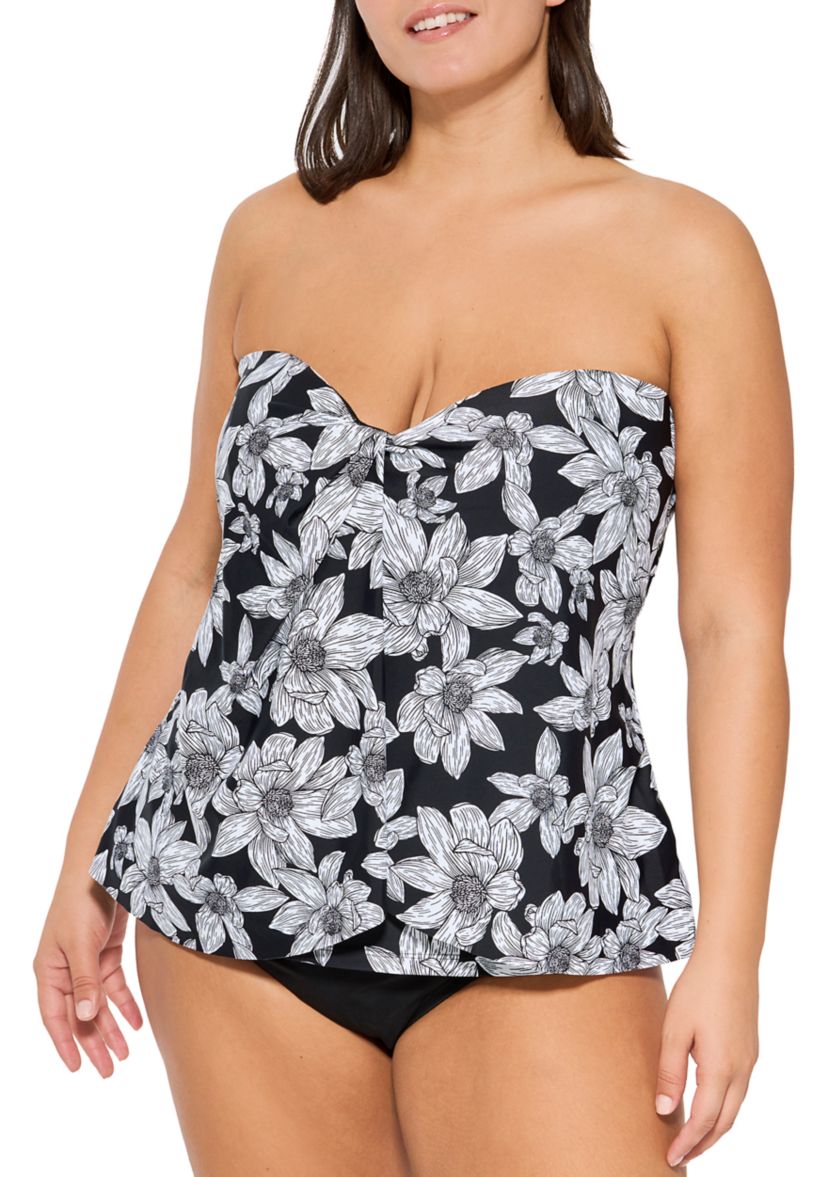 Plus Size Blatanic Draped Swim Bandeaukini