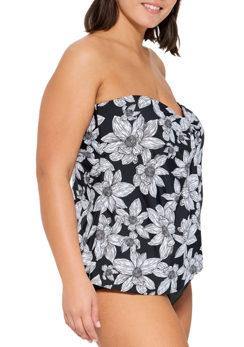 Plus Size Blatanic Draped Swim Bandeaukini