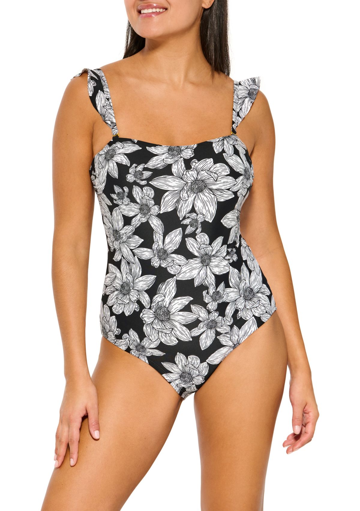 Ruffle Strap One Piece Swimsuit