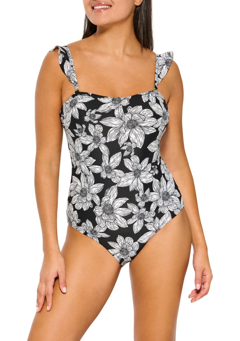 Ruffle Strap One Piece Swimsuit