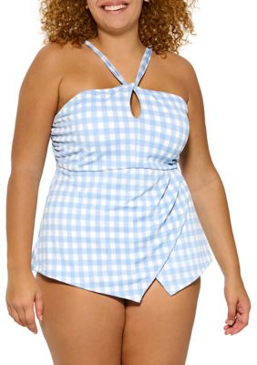 SELONE Plus Size Swimsuit for Women One Piece Monokini Coverup Skirt Romper  Hawaiian Beach Beachwear Fashion Tummy Control Swimsuits Plus Size Bathing
