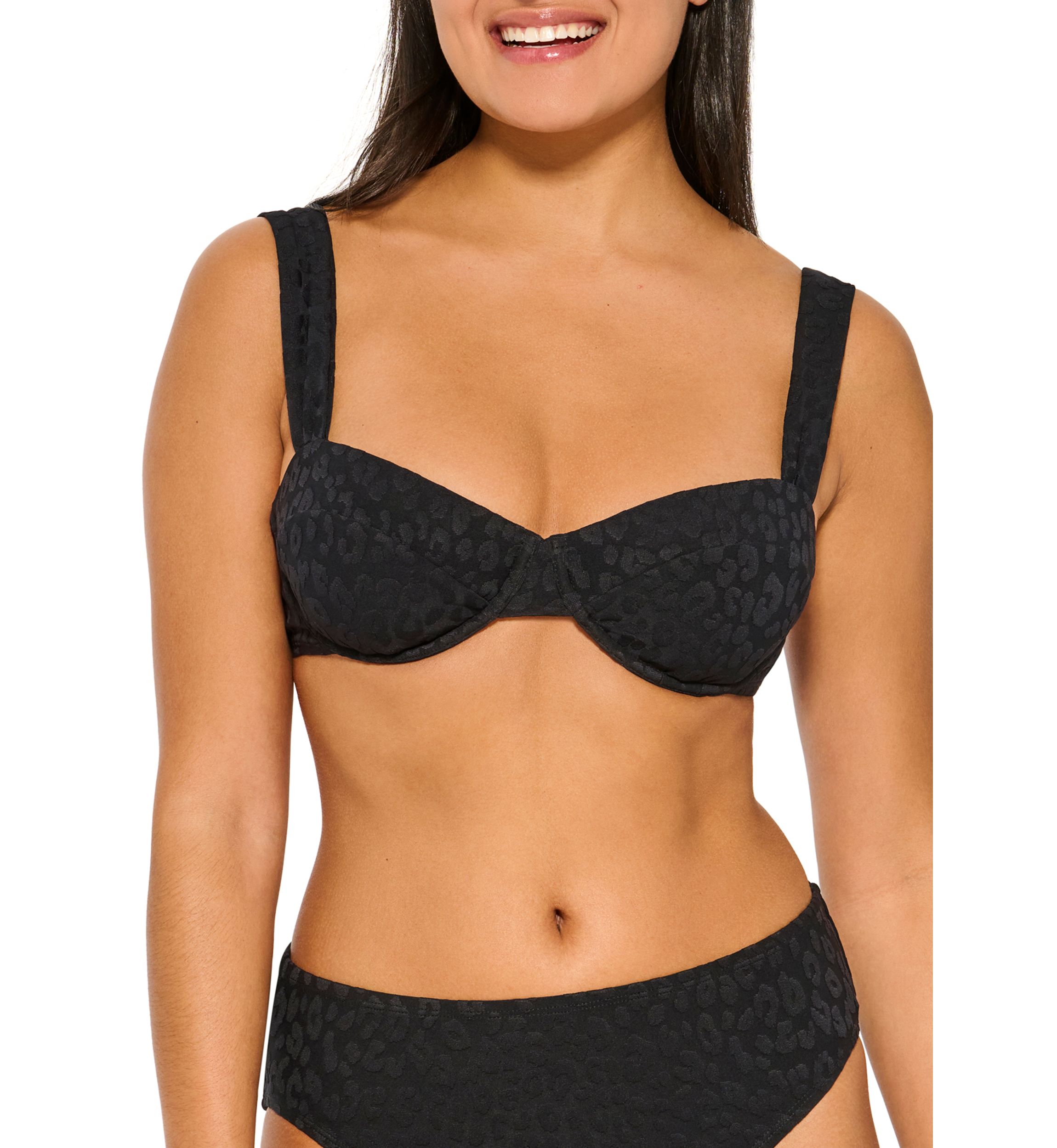Animal Texture Draped Straps Underwire Bikini Swim Top