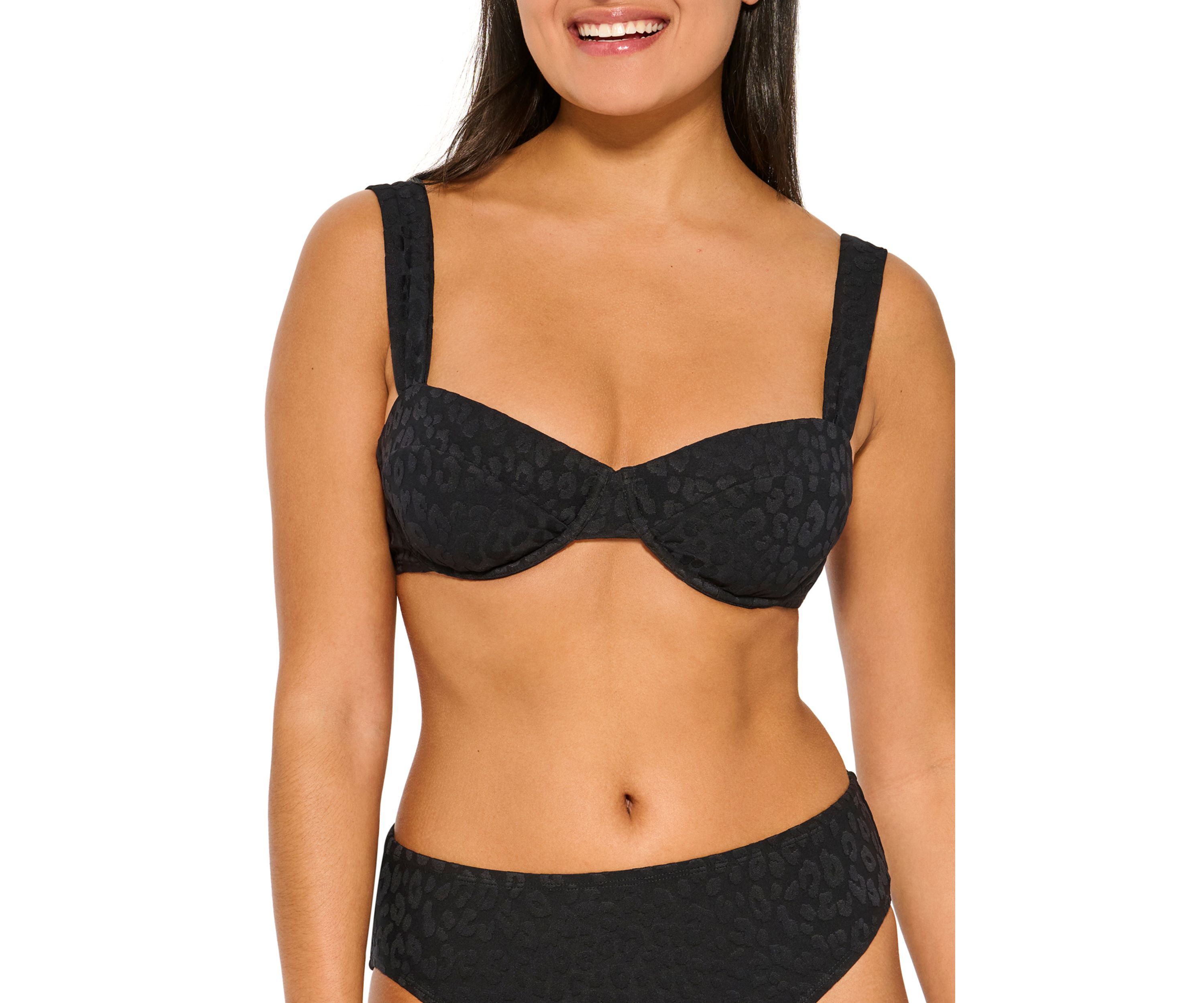 Animal Texture Draped Straps Underwire Bikini Swim Top