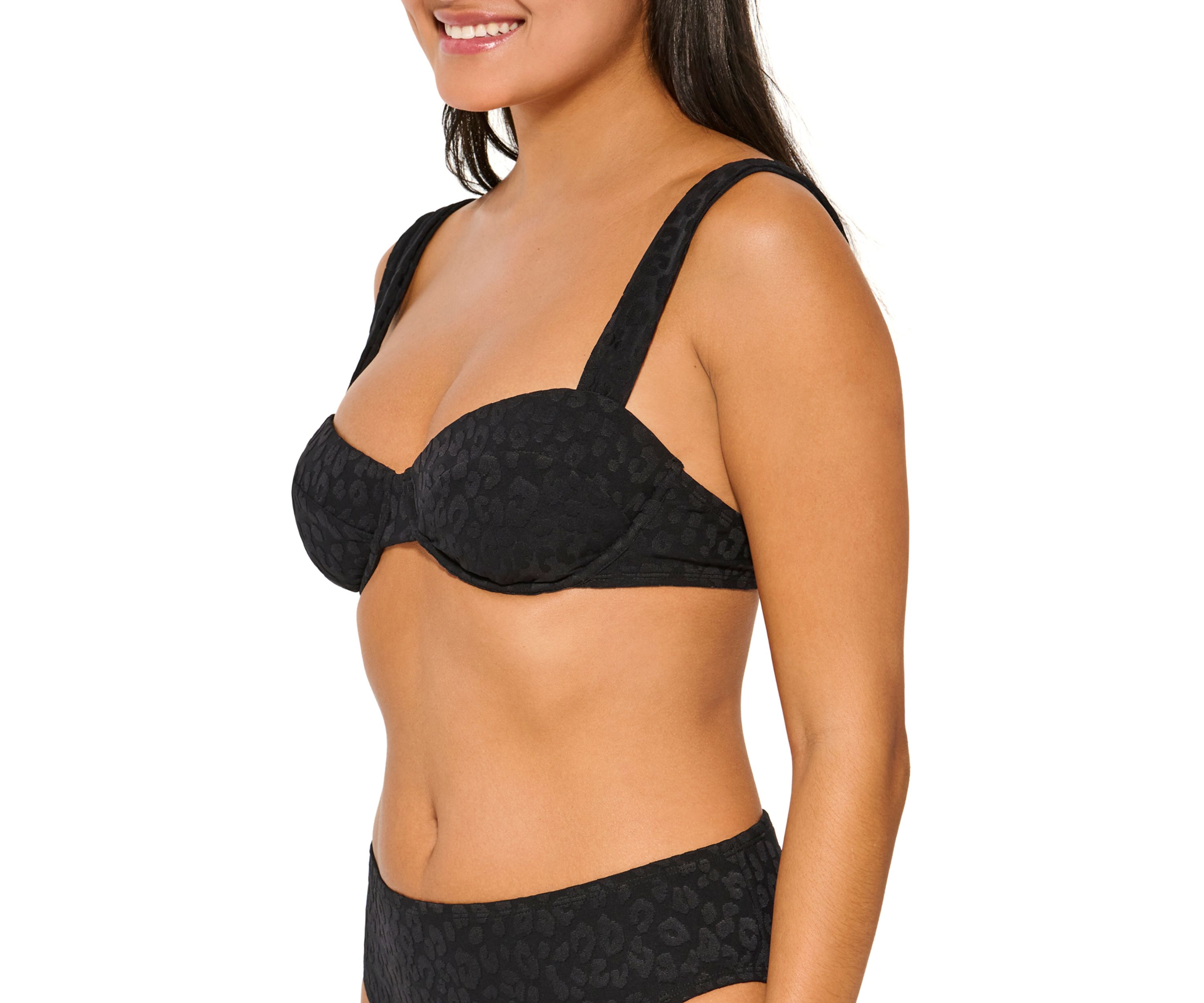 Animal Texture Draped Straps Underwire Bikini Swim Top