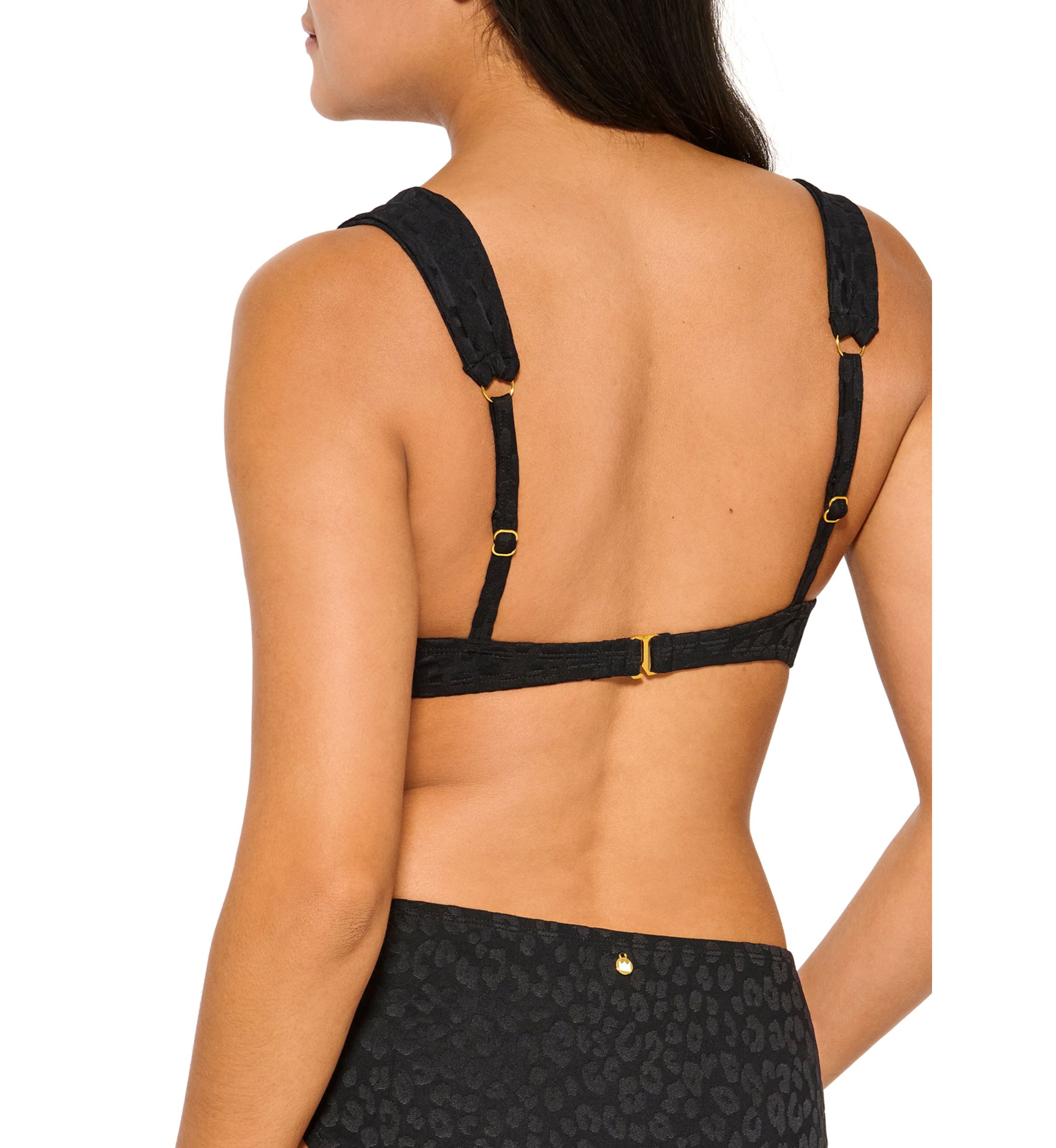 Animal Texture Draped Straps Underwire Bikini Swim Top