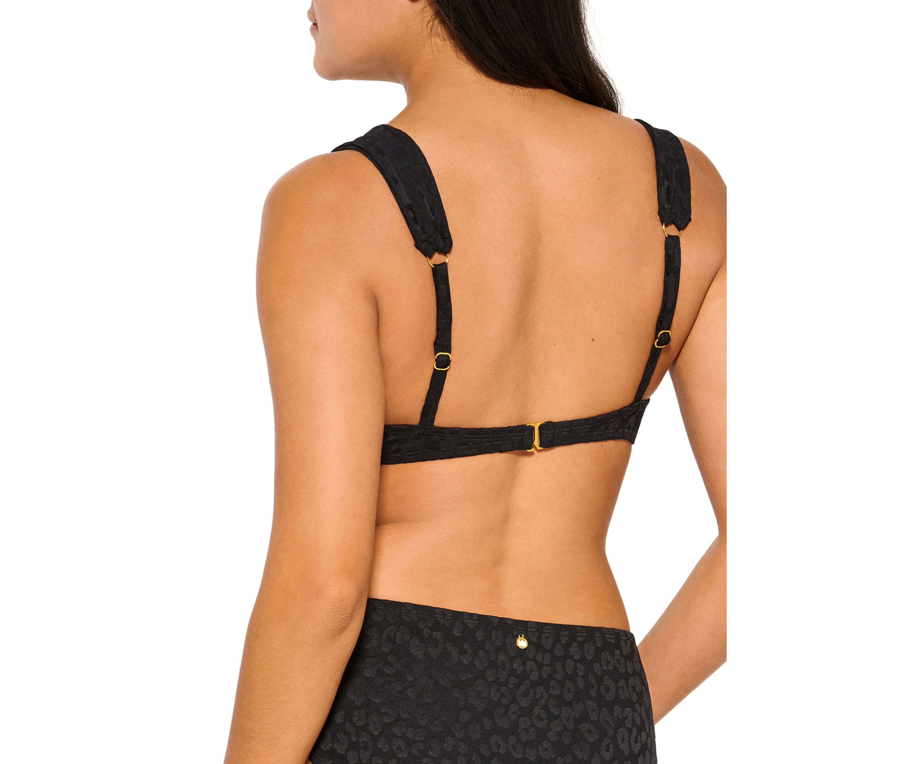 Animal Texture Draped Straps Underwire Bikini Swim Top