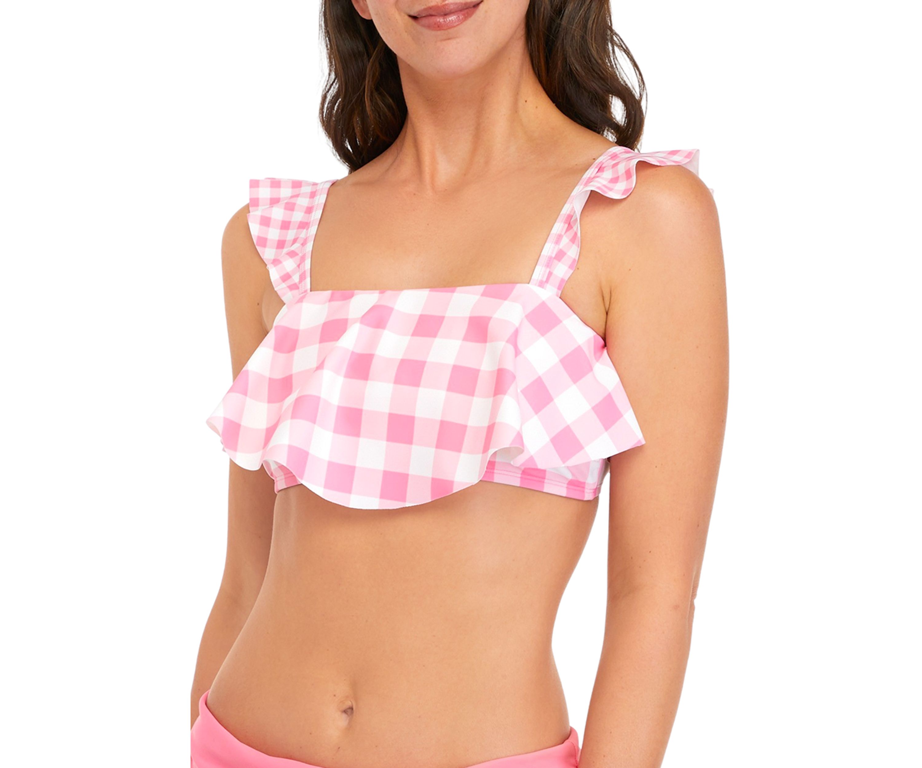 Mini & Meadow Check Bandeau Bikini Swim Top 
