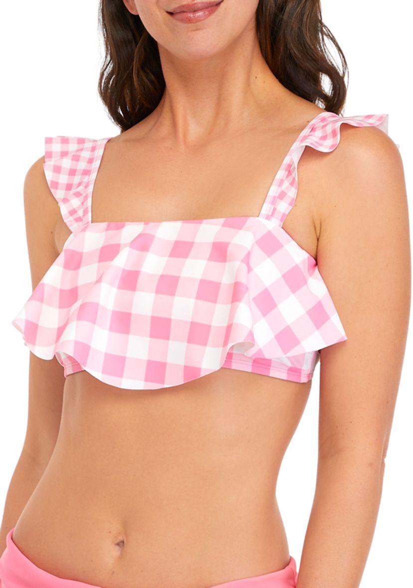 Mini & Meadow Check Bandeau Bikini Swim Top 