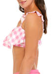 Mini & Meadow Check Bandeau Bikini Swim Top 