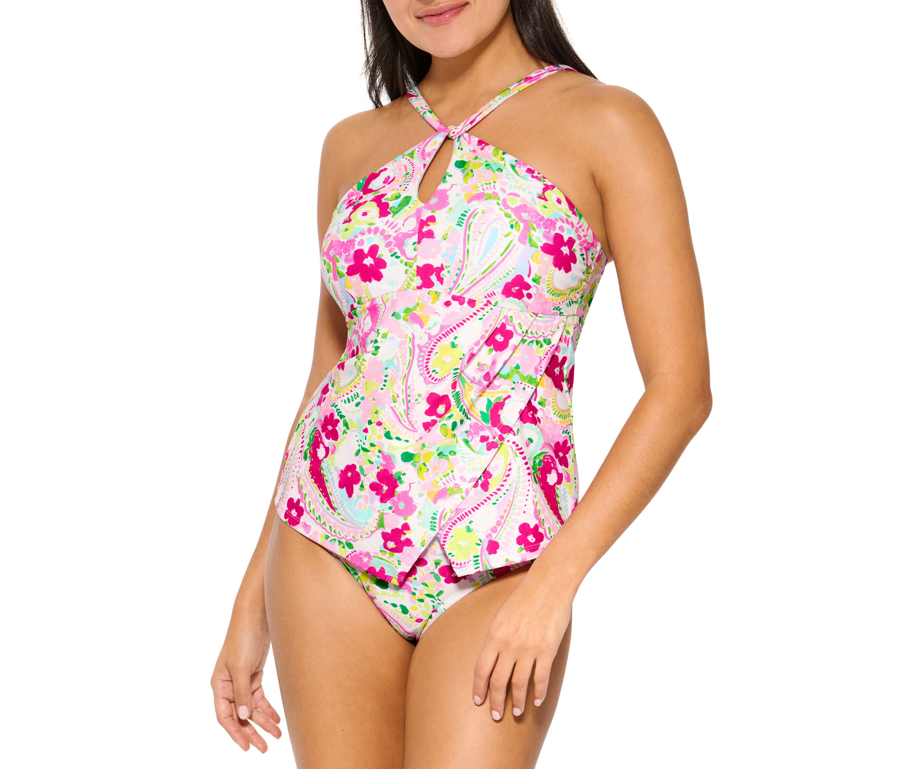 Paisley Floral High Neck Tankini Swim Top
