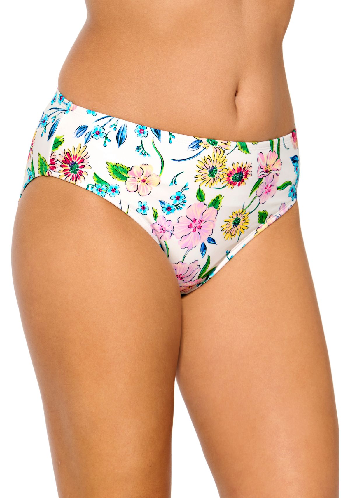 Pansy Party High Waist Swim Bottoms