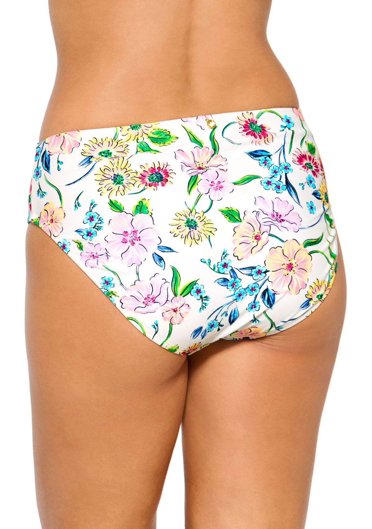 Pansy Party High Waist Swim Bottoms
