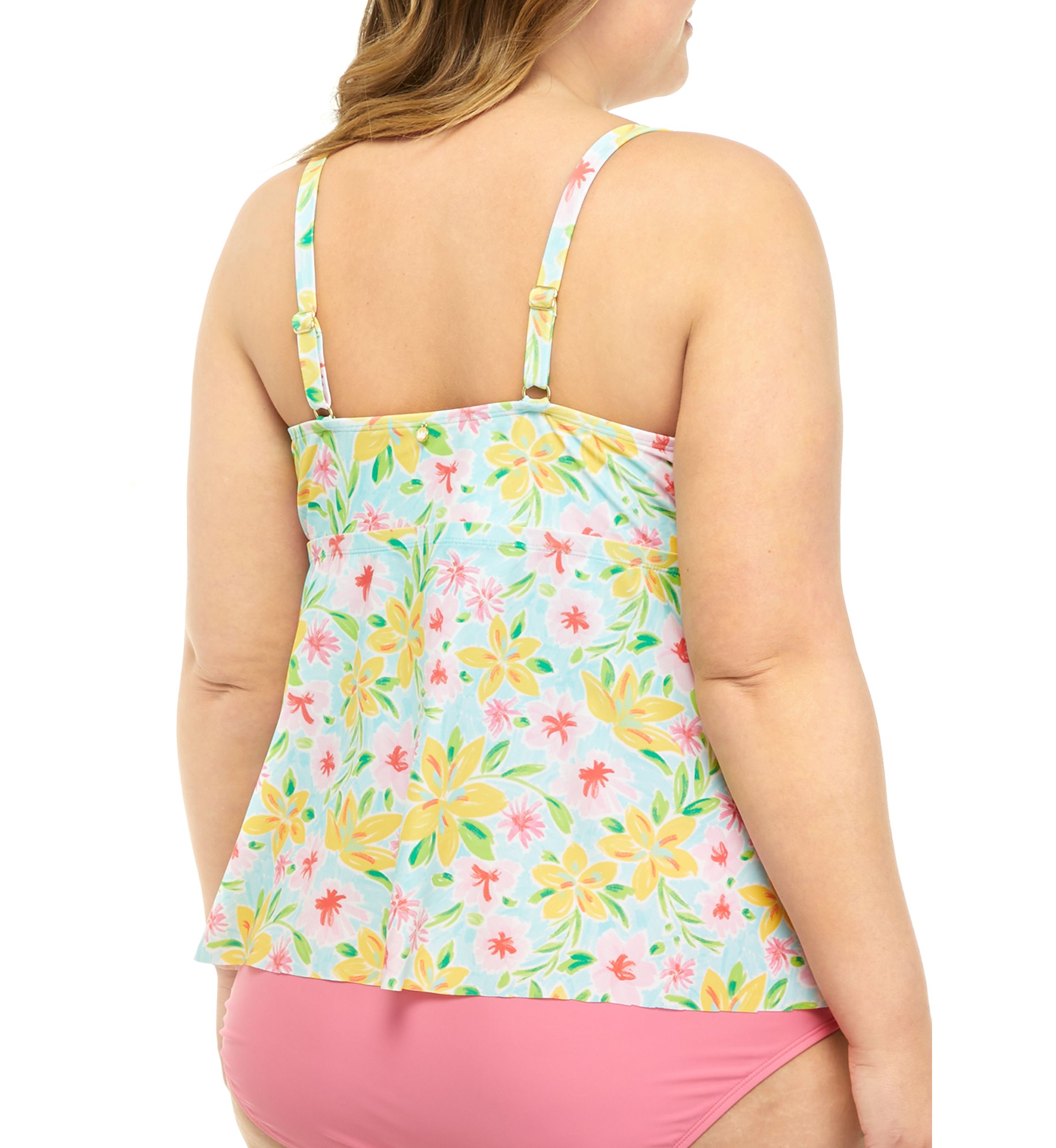 Plus Size Painted Petals Flyaway Tankini Swim Top 